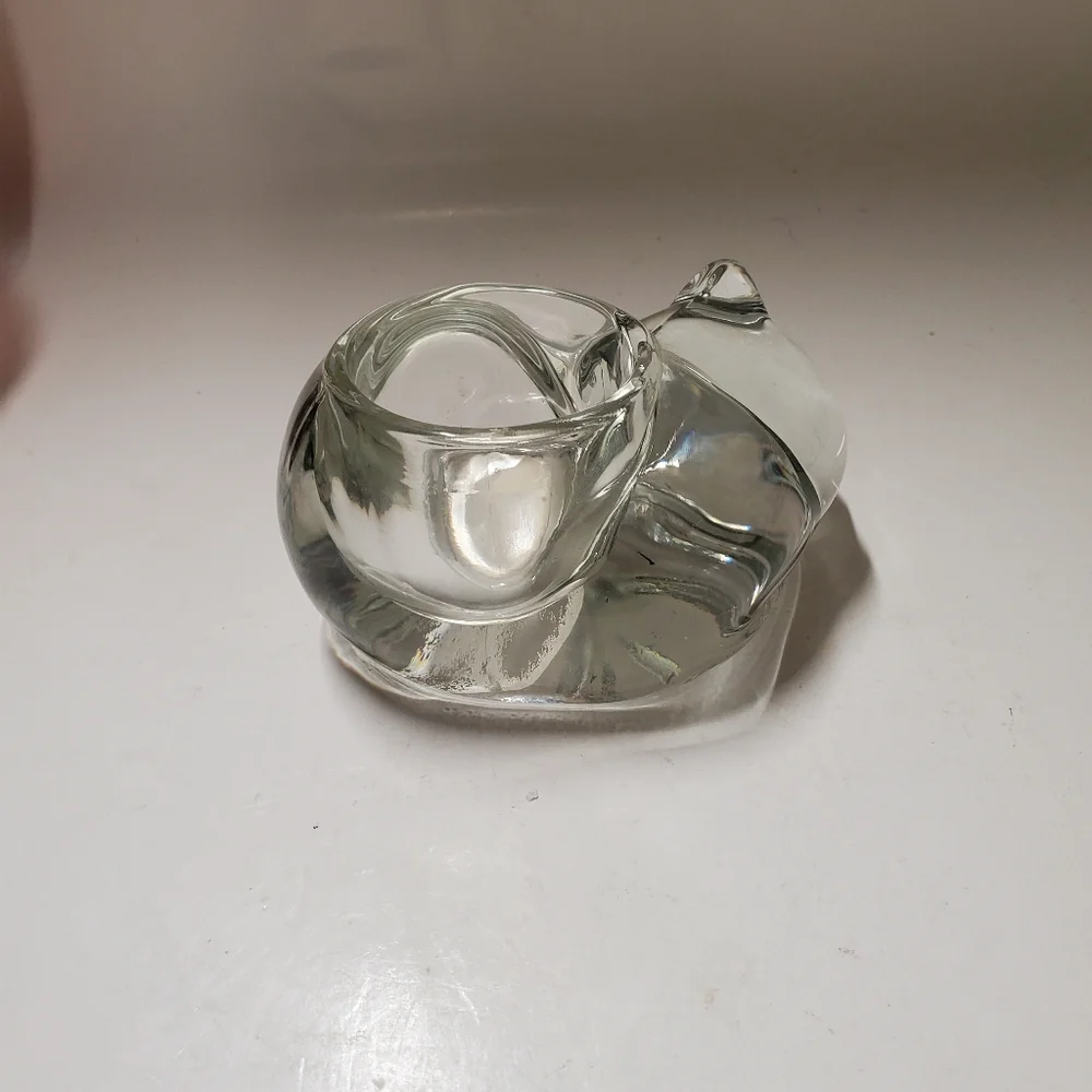 Vintage‎ Indiana Glass Sleeping Kitty Cat Votive Candle Holder Cottagecore Cozy